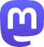 A clickable logo of Mastadon, the federated social media platform. Clicking this takes you to Aj Marraffa's Mastodon page.